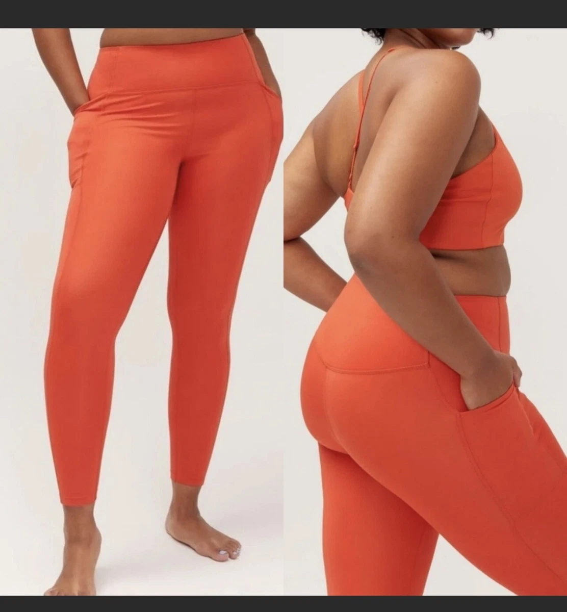 Girlfriend Collective Women's Orange Compressive Pocket Crop Legging Size  Small