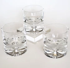 3 bubble 3-7/8" tall 8 ounce rocks whiskey cocktail glasses heavy clear