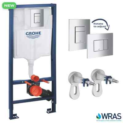 GROHE UNTERPUTZ WC SPÜLKASTEN WC RAHMEN MIT SKATE CHROM BETÄTIGUNGSPLATTE 3IN1 SET