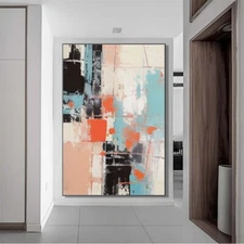 Oil Painting Handmade Canvas Colorful Painting on Canvas Home Decor Pink