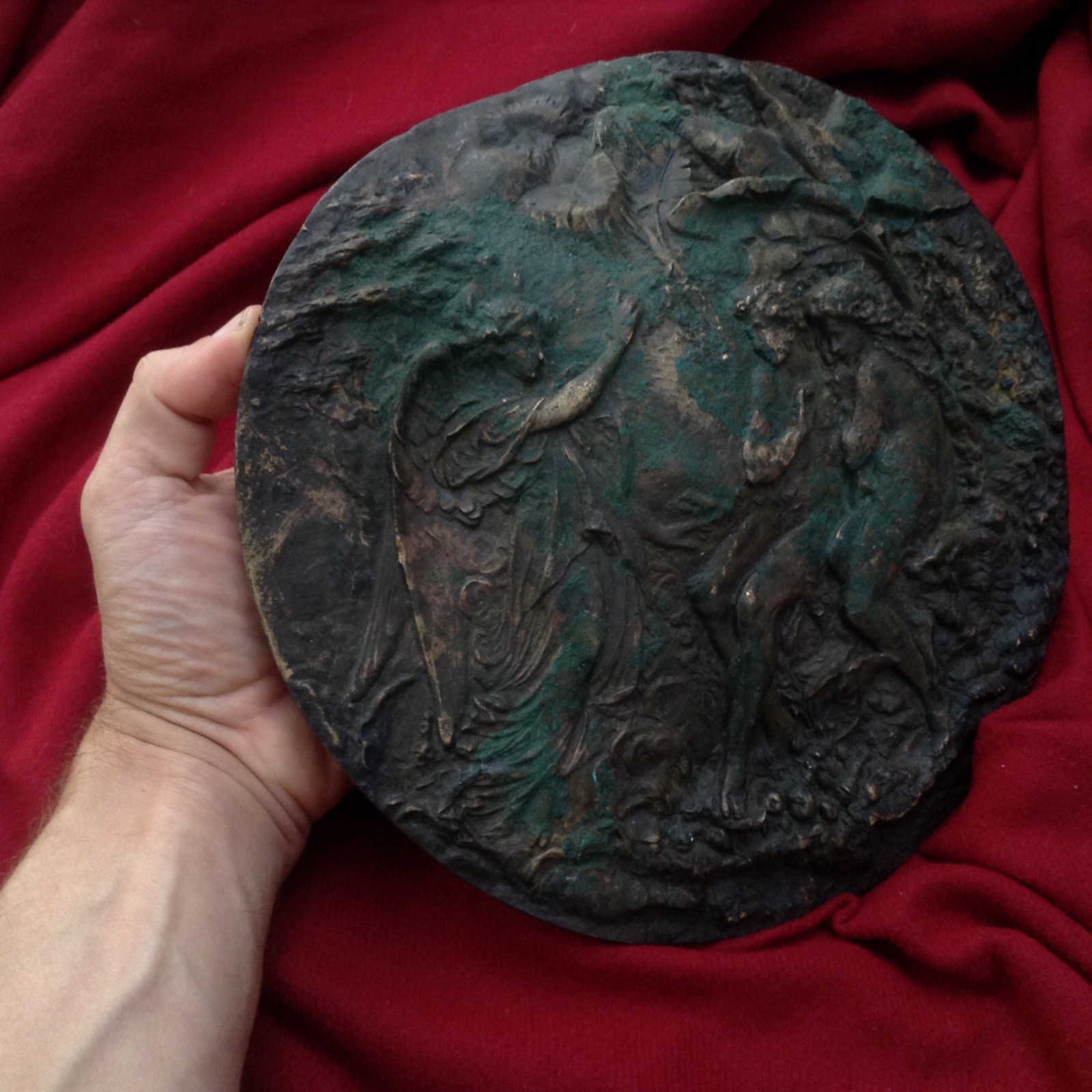 Antique Bronze Plaque Eden Paradise Bible Lion Horse Eve Adam God Paris ...