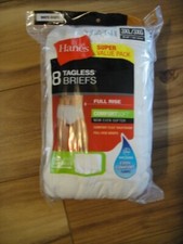 Hanes Men's Briefs - White, 3XL 8 Tagless Briefs Full Rise Wicking Cool Comfort