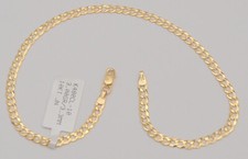 Pulsera tobillera cadena oro 10k amarillo macizo eslabón cubano 10 en 3,3 mm 2,9 gr Q2