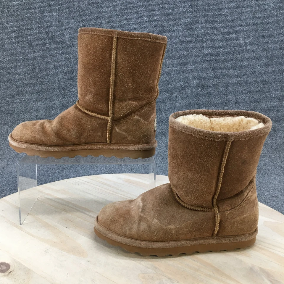 Bearpaw Boots Youth 4 Elle Shearling Brown Suede Wool Pull On Casual Ankle 1962Y - Image 2 of 4