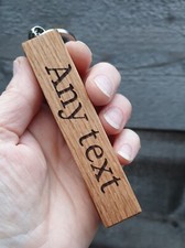 Large Engraved Solid Oak Wooden Personalised Hotel Key Fob Tag Keyring New Home