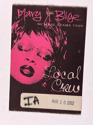 Mary J Blige Pass Original VIP Local Crew No More Drama Tour August 10th 2002