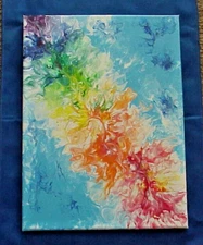 ORIGINAL ACRYLIC PAINTING ABSTRACT ART Wall Decor fluid pour  RAINBOW