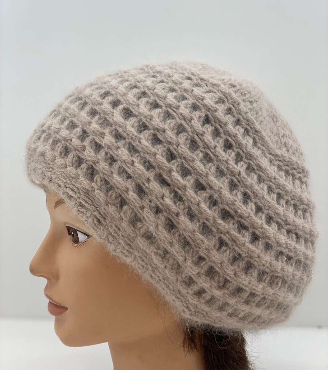 70% ANGORA Winter hat WOMAN Lined Knitted BERET Soft rabbit  display picture 2