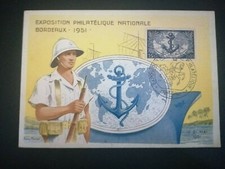 FRANCE PREMIER JOUR FDC YVERT 889 TROUPES COLONIALES EXPO 15F BORDEAUX 1951