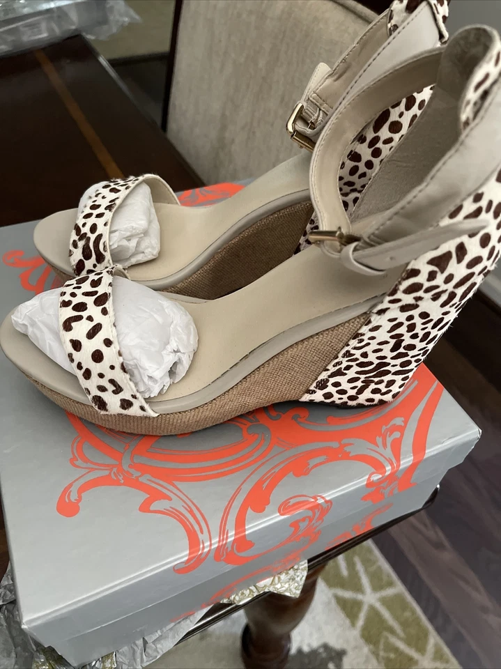 Kelsi Dagger Talla 8.5 M Liliana Cuña Plataforma Sandalia Jirafa Pelo Becerro Foto 3 de 4