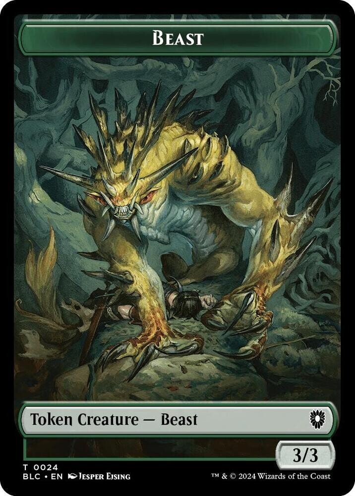 Beast (024) // Treasure Double-Sided Token MTG BLC 24//29 Token NM