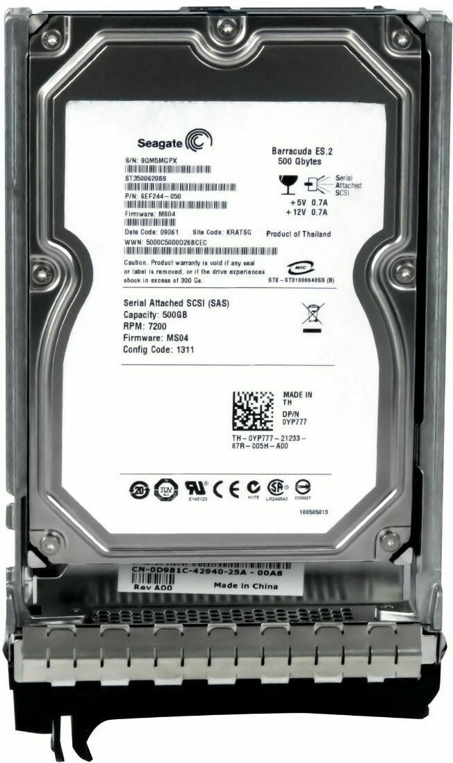 【3年保証】Hard Drive Dell YP777 0YP777 500GB 7200RPM 16MB SAS-1 ST3500620SS 3.5 Inch