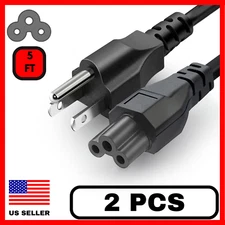 2 Pack 3 Prong AC Wall 125v Power Cord CloverLeaf Design High Quality 5FT Black