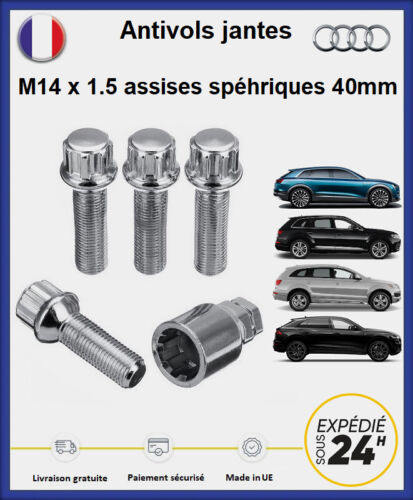 Muttern Diebstahschutzsystem für Räder Audi M14x1.5 Sitzende Sphärisch 40mm - Afbeelding 1 van 4