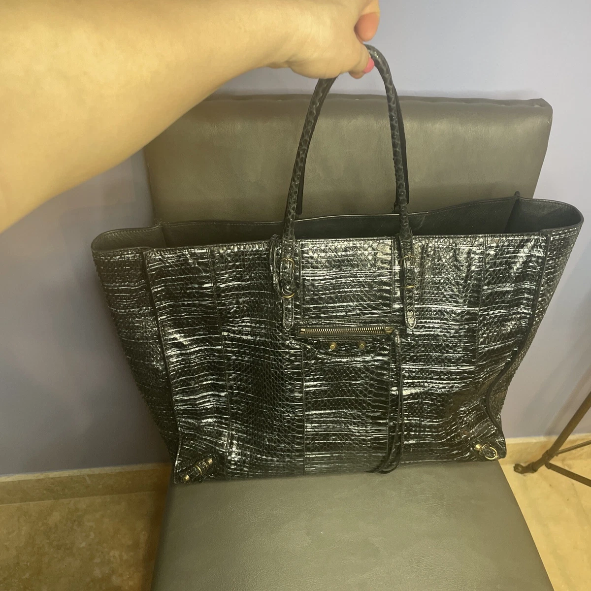 BALENCIAGA SNAKESKIN PAPIER A4 TOTE BAG