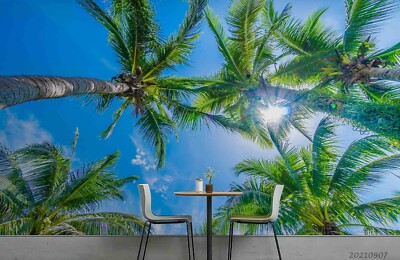 3D Tree Sky Tropical Landscape Wallpaper Wall Murals Removable Wallpaper