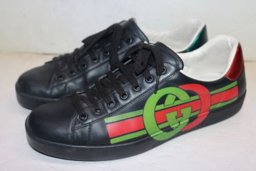 Sneakers Gucci Ace Interlocking G da uomo in pelle nera taglia 9 - Foto 3 di 19