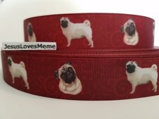 Grosgrain Ribbon Pug Dog Breed Pugs Dogs Puppy Pets Fur Baby Rescue Shelter 1"