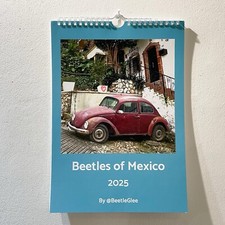 2025 A4 month to view calendar - Classic VW Beetle Cars - Beetles of Mexico