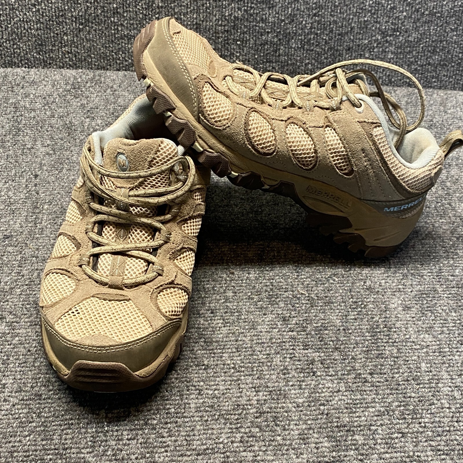 Scarpe da trekking Merrell donna cuscino d'aria beige marrone atletiche outdoor taglia 8 US