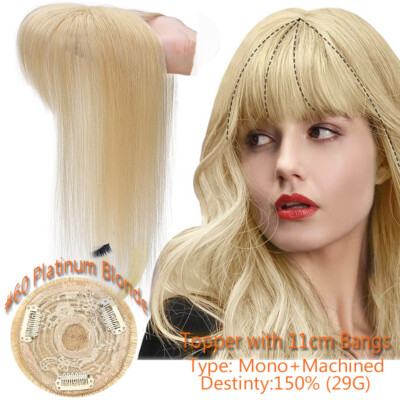 Remy Echthaar Damen Toupet Topper Clip In Seide Base Haarteile Perücke 15*16 CM
