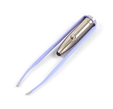 Stainless Steel Make Up LED Light Eyelash Eyebrow Hair Removal Tweezers - Blue