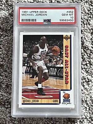 PSA 10 GEM MINT BASKETBALL CARD 1991 UPPER DECK MICHAEL JORDAN HOF 452 ALLSTAR