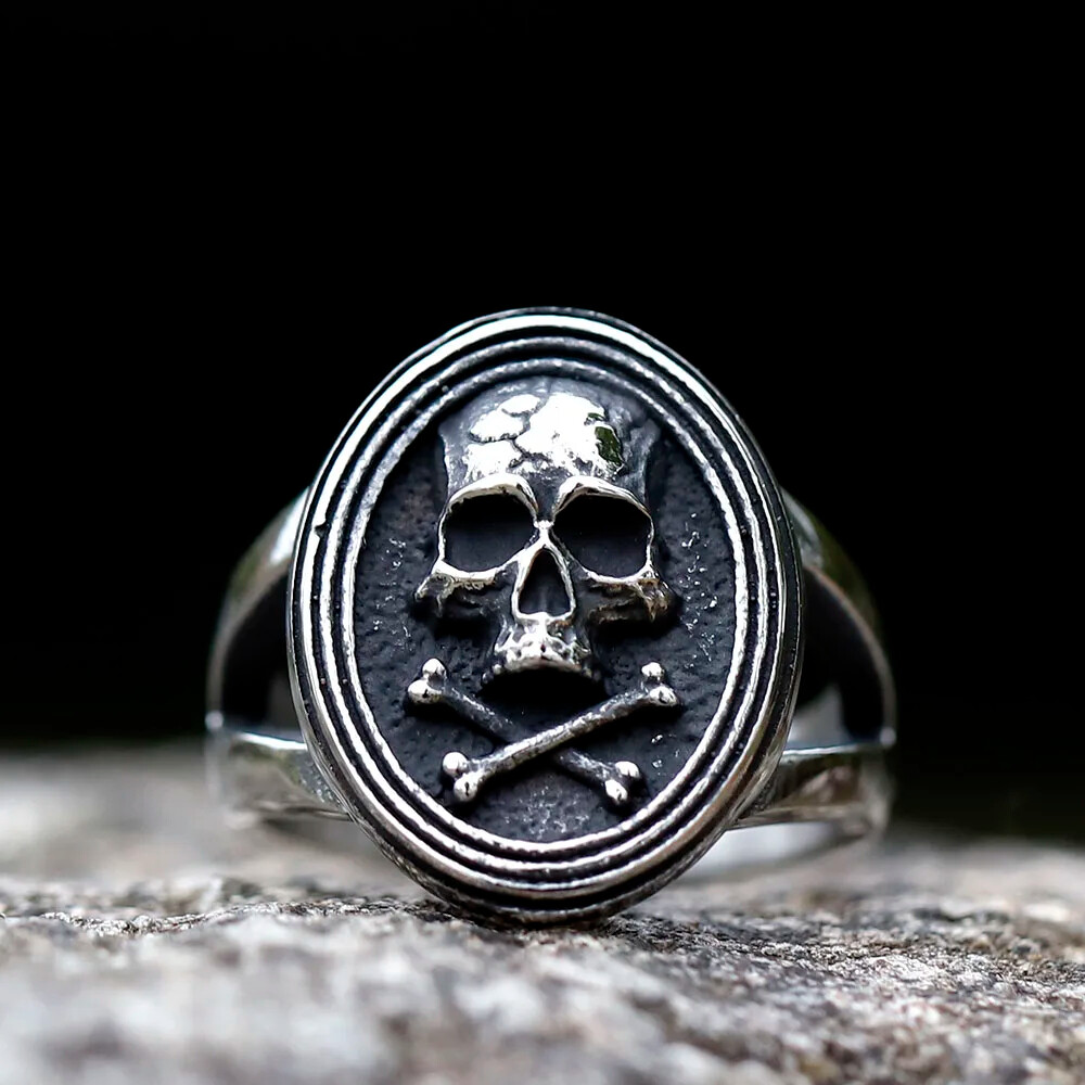 Men's Skull Ring Cool Skull & Steampunk Men's Ring - 316L Stainless Steel, Punk Gothic Style, Sizes 7-13 Emo Rings - Foto 3