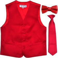 New Kids boys formal tuxedo vest necktie  bowtie Red US 2 4 6 8 10 12 14