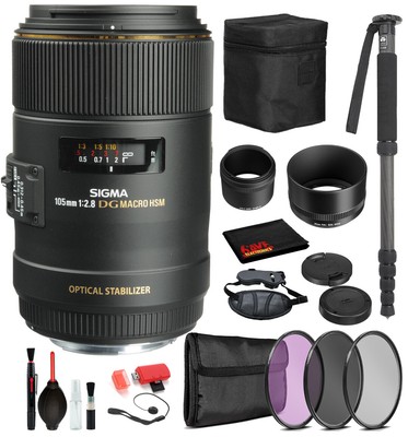 Sigma 105mm f/2.8 EX DG OS HSM Macro Lens for Canon EF Bundle