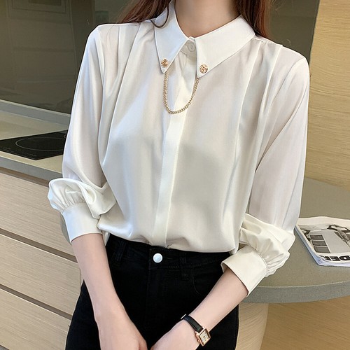Women's Long Sleeve White Button Down 