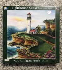 SunsOut Lighthouse Sunset 500 Piece Jigsaw Puzzle 19 X 19 New Sealed
