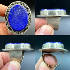 Very Beautiful Ancient Roman Rare Silver Plated Ring With Wonderful Lapis Stone