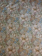 vintage Morris Sanderson Golden Lily curtain fabric pastel colours 2.37m x 2.32m