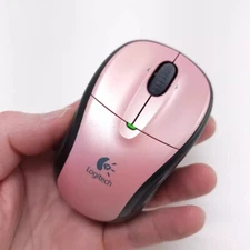 Logitech Light Pink V220 3 Button Wireless Optical Mouse No USB Dongle
