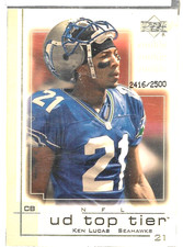 2001 Upper Deck Top Tier Ken Lucas 279 Rookie Seattle Seahawks Football Numbered