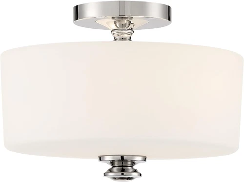 Travis Polished Nickel 2-Light Semi Flush Mount Ceiling Fixture - Picture 1 of 7