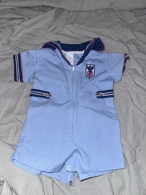 Vintage Little Bit Infant Romper Size 6/9 Months Boys Nautical Sailor Style 