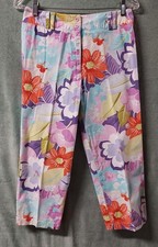 Talbots Petites Size 8 Floral Print Poplin Capris