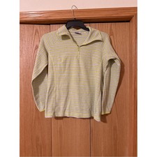 Columbia Yellow and White Striped Half-Zip Sweatshirt