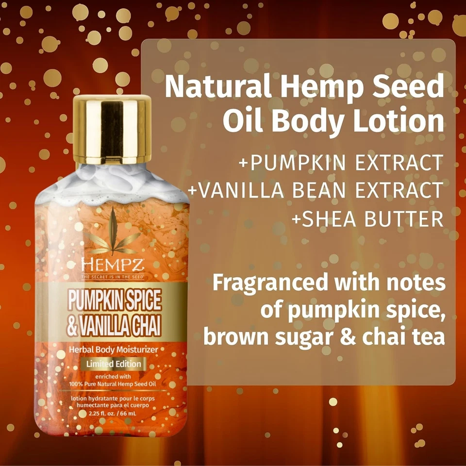 大麻 6 包南瓜香料和香草柴保湿霜 2.25 盎司身体乳液假日 — 第 3/4 张图片