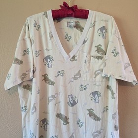 Vtg 90s Preview Collection Lingerie Cat Print Nightshirt One Size Cotton Kitschy
