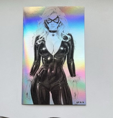 WAIFU CHRONICLES #1 B TIM GRAYSON Black Cat B&W FOIL Virgin LTD AP 5/5 NM/Mint