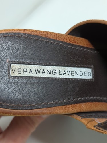 VERA WANG LAVENDER Women’s Open Toe Warm Brown Leather Platform Heels Sz 8.5 M - Picture 6 of 24