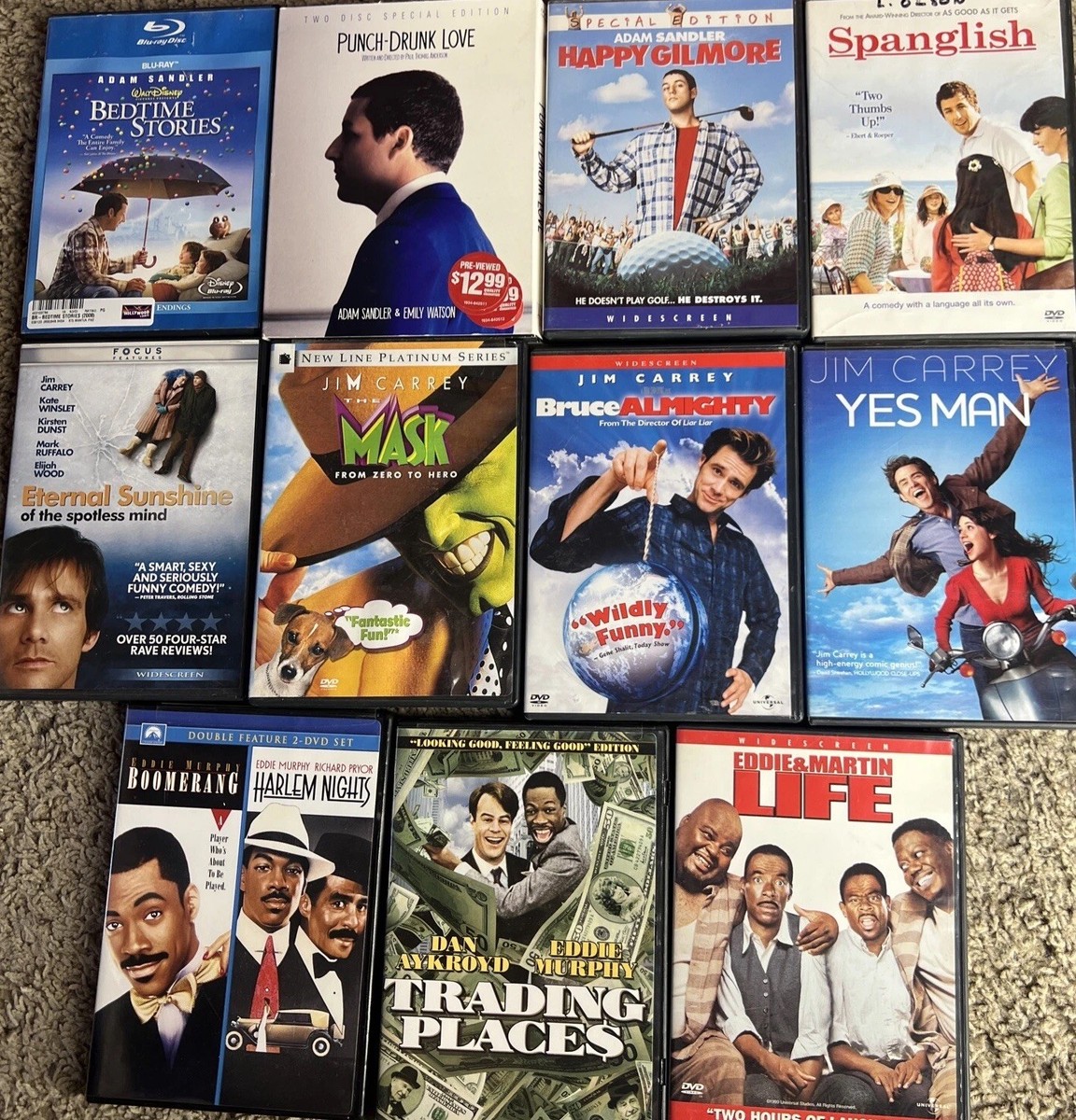 12 Comedy Dvds Jim Carrey Adam Sandler Eddie Murphy NEAR MINT