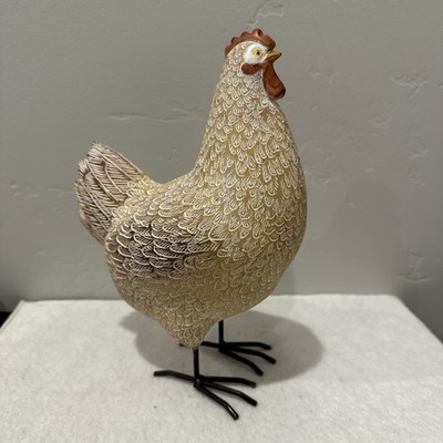 Red Shed Farmhouse Rooster Decor Carved Wood Metal Feet Rustic Country Style 