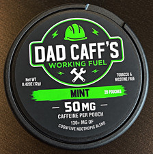 Dad Caff's Mint 50mg Caffeine/Nootropics Pouches Tobacco & Nicotine Free 20ct