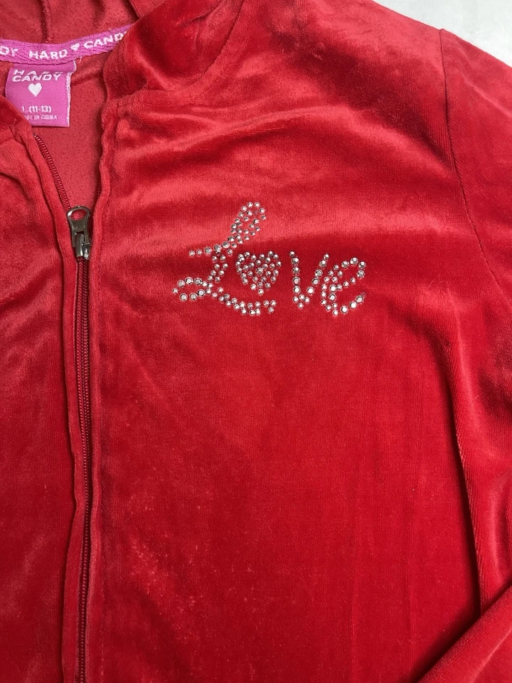 Chaqueta con Capucha Vintage Estilo Juicy Duro Caramelo Cremallera ROJA Talla Grande Y2K Foto 4 de 4