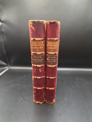 1831 Robinson Crusoe   Defoe 3/4 Leather 2 vo.   Cochrane   Strong Binding