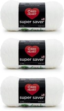 Super Saver Soft White Yarn - 3 Pack of 198g/7oz - Acrylic - 4 Medium Worsted...